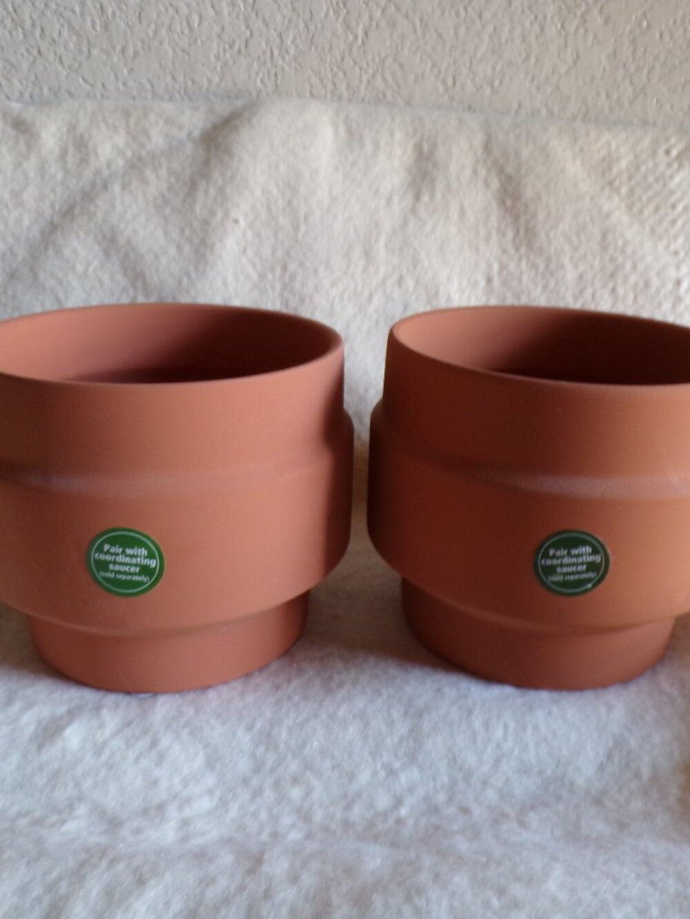 2 New 6" Spire Terracotta Planter Pair of Pots Drainage Hole with Plug